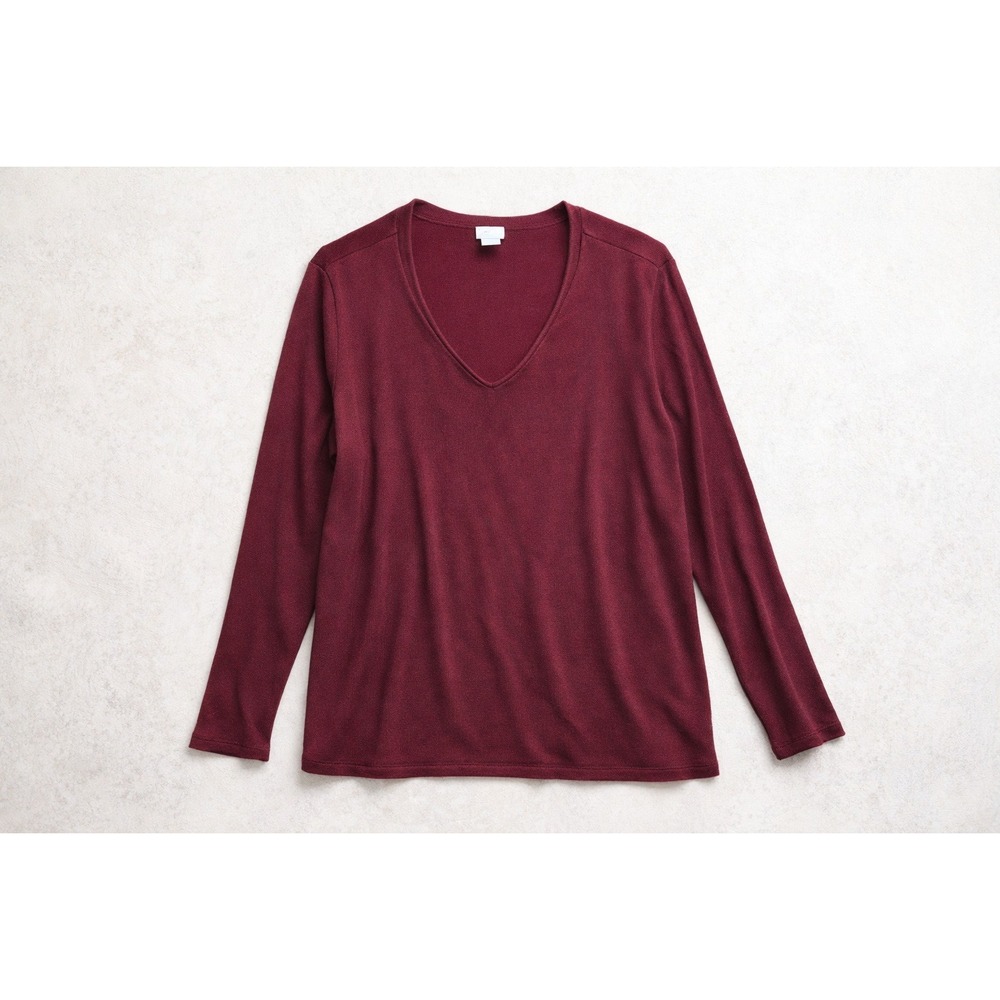 Chico's 3 XL Red Workwear Long Sleeve Knit Top Women Stretch‎ Layer Classic